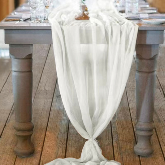 Ivory Chiffon Table Runner