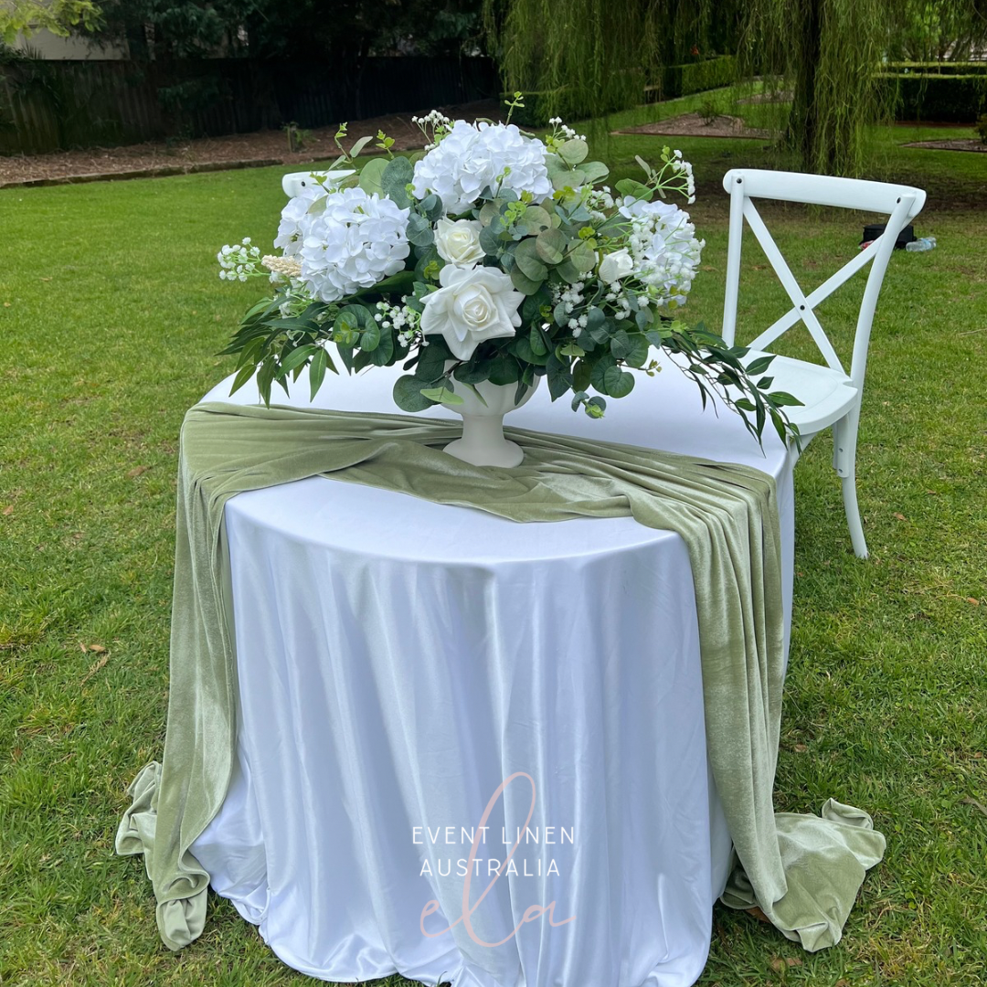 Dusty Green Velvet Table Runner