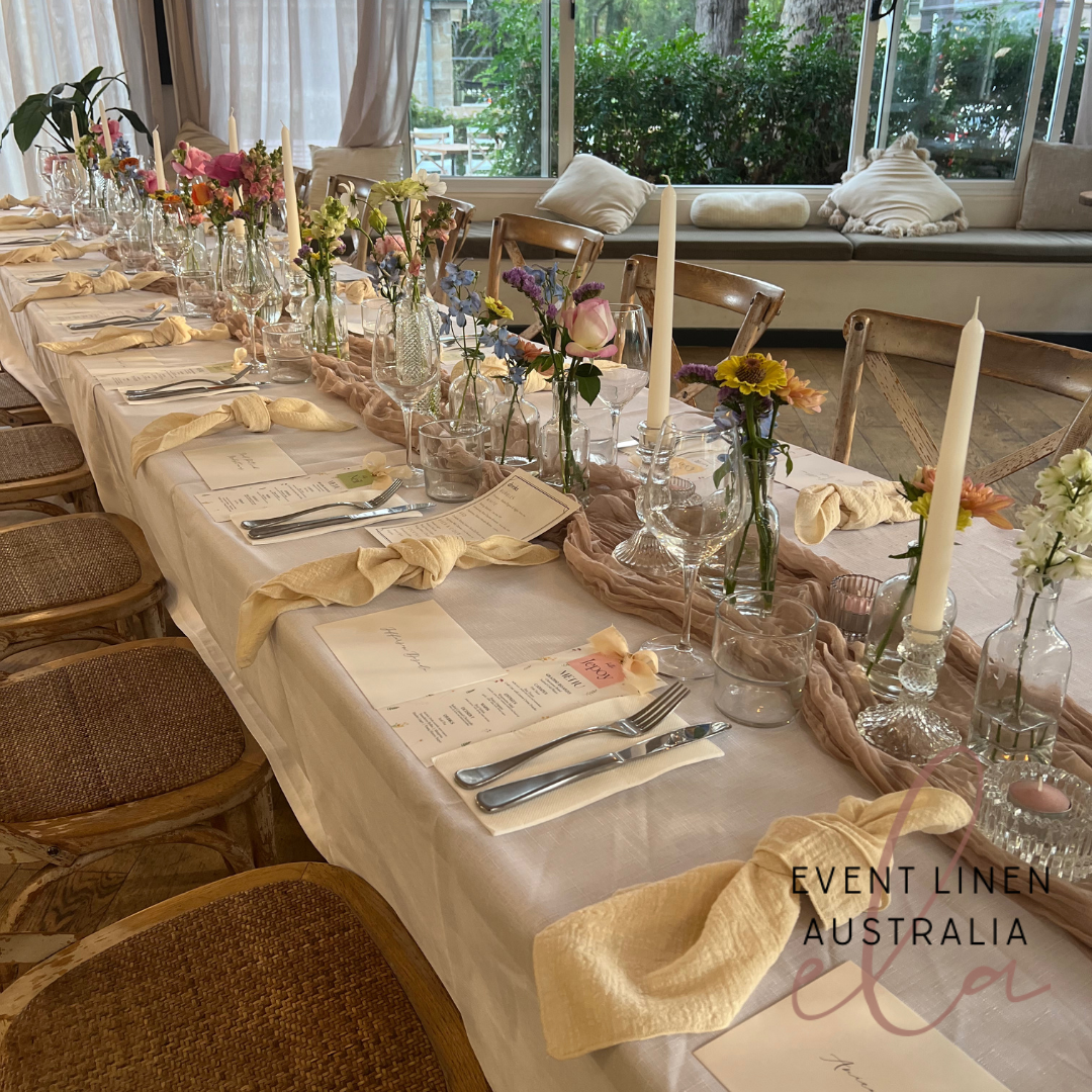 Taupe Cheesecloth Table Runner