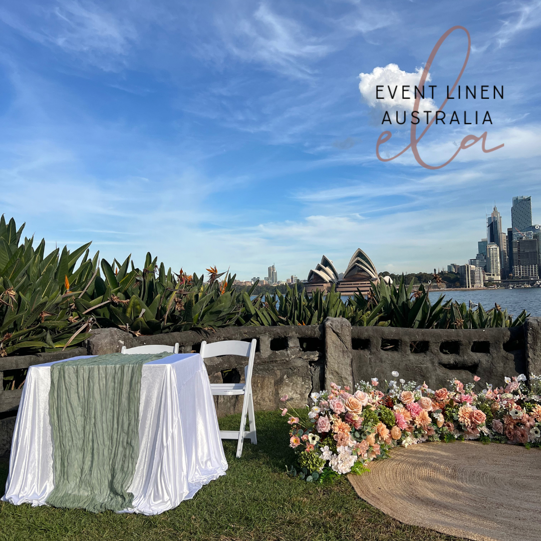 Dusty Eucalyptus Green Cheesecloth Table Runner